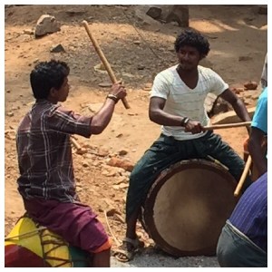 A drumming welcome by young males A drumming welcome by young males