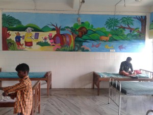 Colourful wall paintings in a tribal hospital 